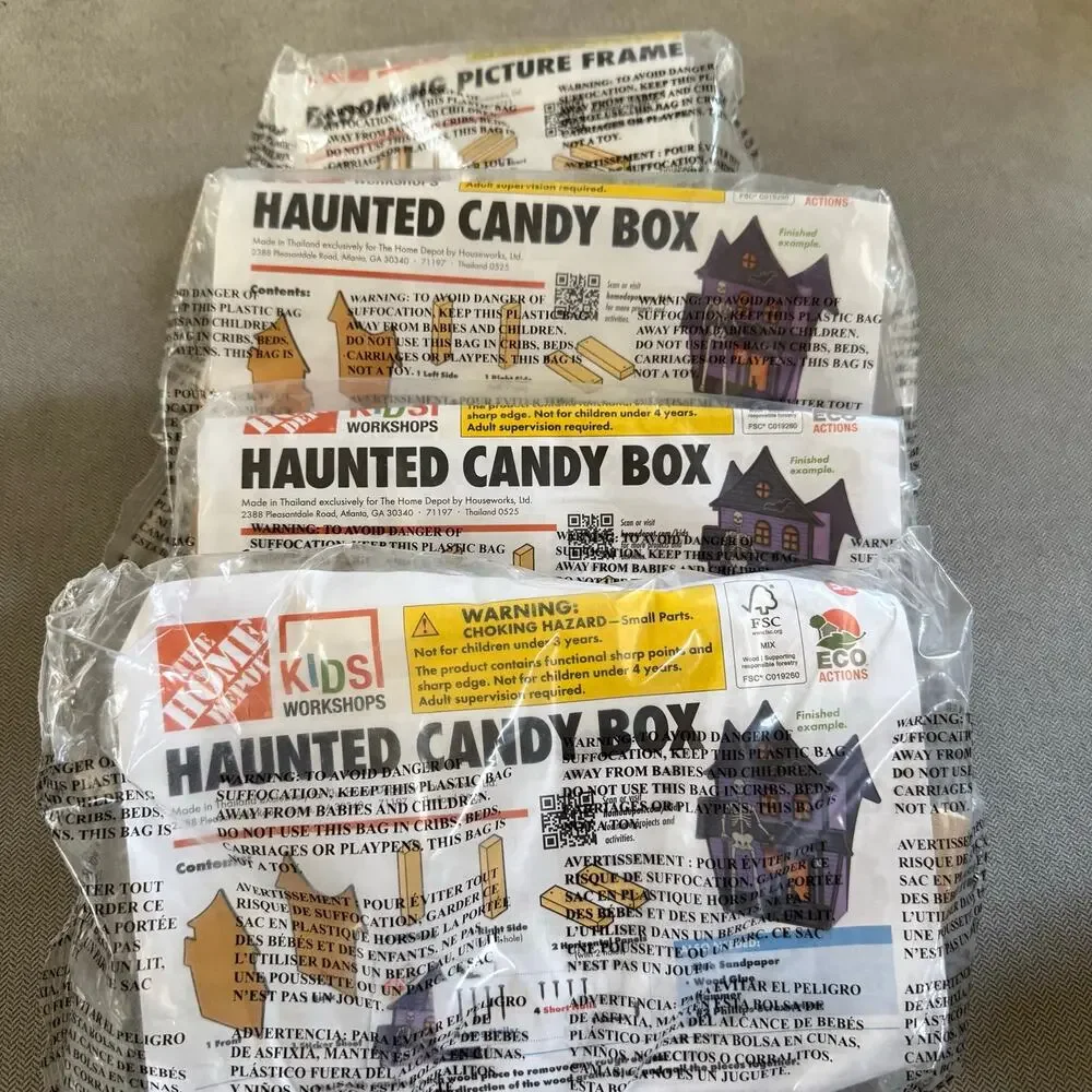 Home Depot Kids Workshop Lot 4 Kits 3 Haunted Candy Box 1 Picture Frame New
